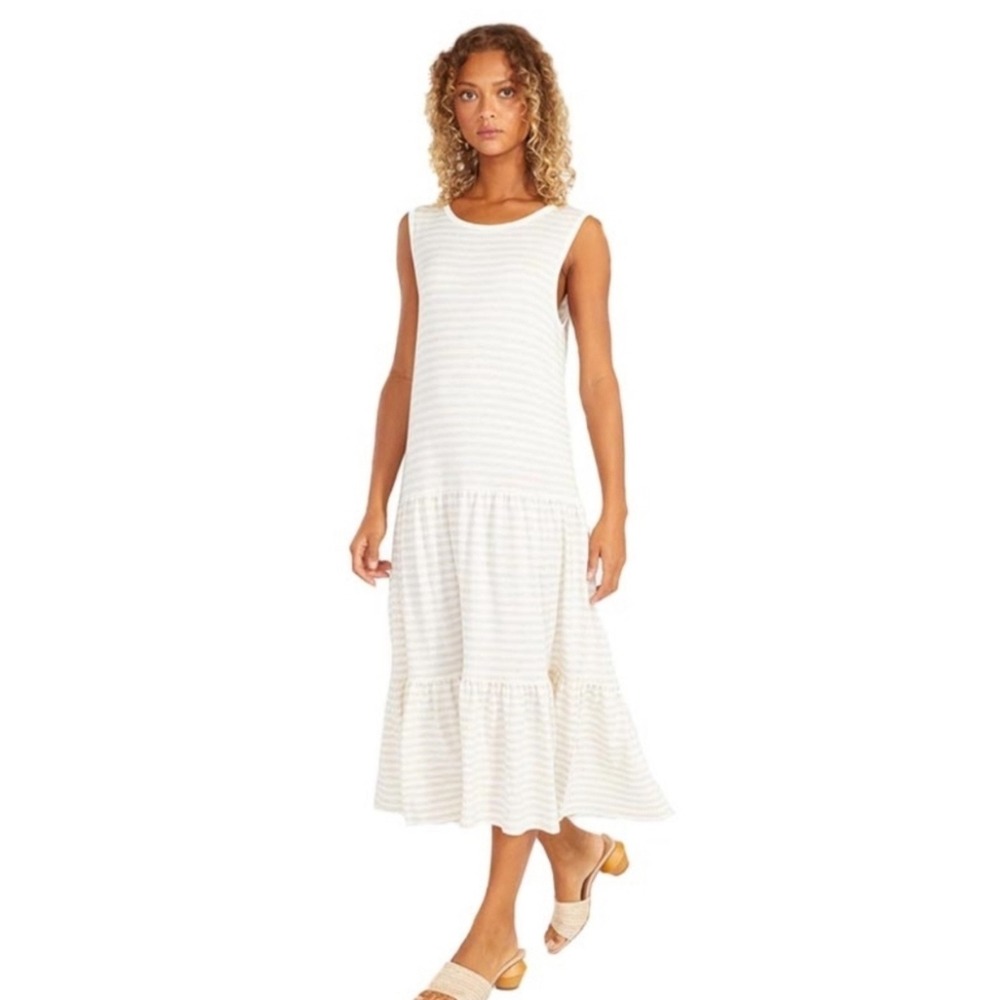 BB‎ Dakota Longest Weekend Dress Sleeveless Striped Midi Size M Coastal